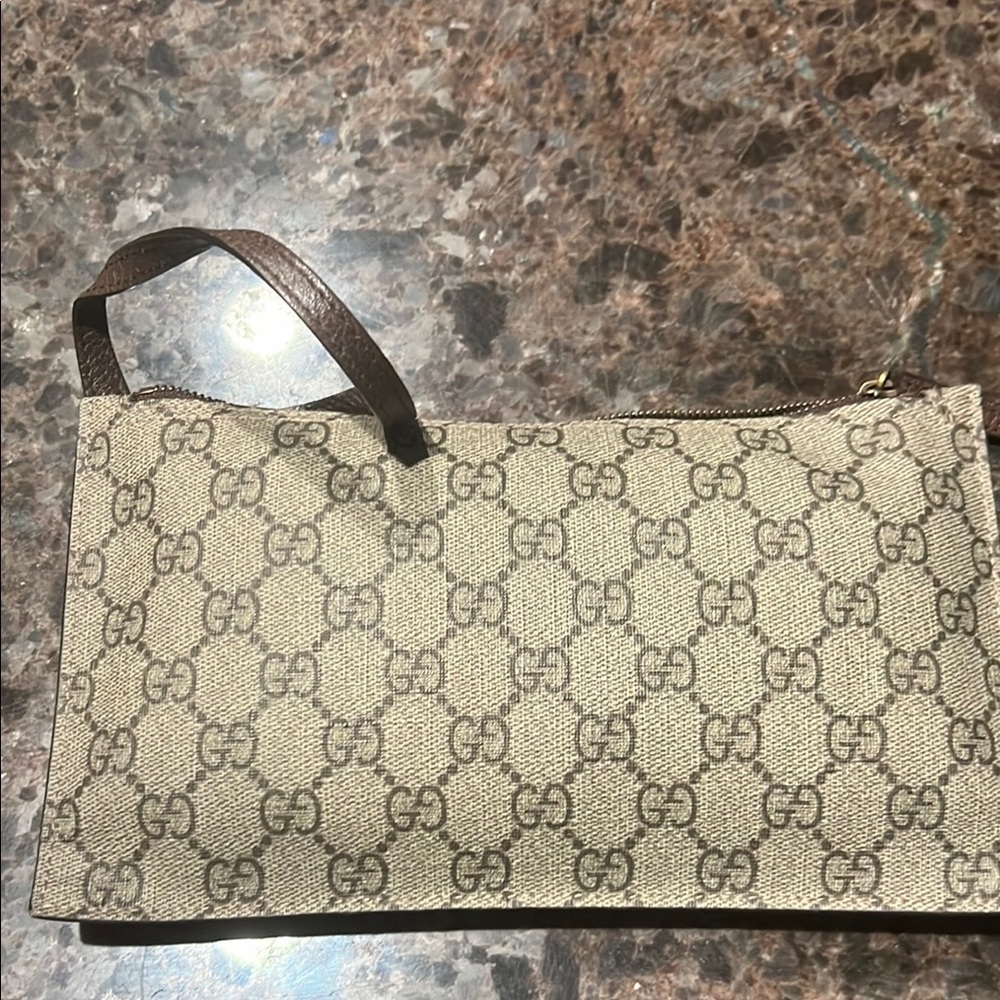 Gucci Beige and Brown Clutch Wristlet